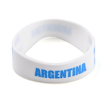 Silicone Wristbands Bracelets, Cord Bracelets, Argentina, White, 202x19x2mm