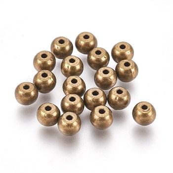 Tibetan Style Alloy Beads, Cadmium Free & Nickel Free & Lead Free, Round, Antique Bronze, 6x6x5mm, Hole: 1.5mm