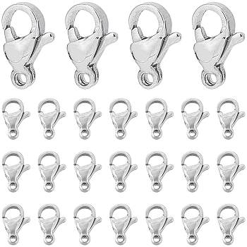100Pcs 304 Stainless Steel Lobster Claw Clasps, Parrot Trigger Clasps, Stainless Steel Color, 9x6x3mm, Hole: 1mm