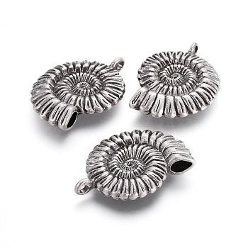 Tibetan Style Alloy Pendants, Lead Free & Nickel Free & Cadmium Free, Nautilus Shell, Thailand Sterling Silver Plated, 37x27x7mm, Hole: 3mm