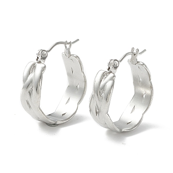 304 Stainless Steel Wide Chunky Hoop Earrings for Women, Stainless Steel Color, 22x19x7mm, Pin: 0.7mm