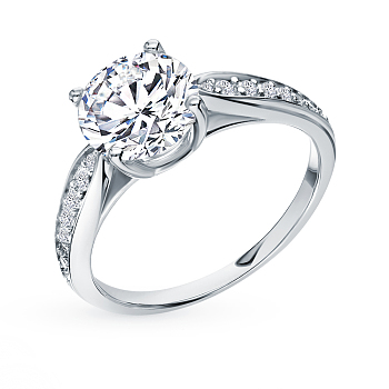 S925 Silver Engagement Ring with Zirconia, Simple and Fashionable