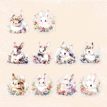 10Pcs 10 Styles Waterproof PET Stickers Set, Decorative Stickers, Animal Forest Series, Cat, Colorful, 65~70x63~70x0.1mm, 1pc/style