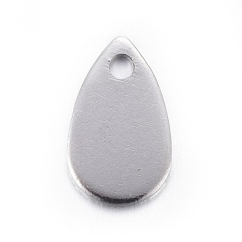 Stainless Steel Charms, teardrop, Stamping Blank Tag, Stainless Steel Color, 10x6x0.6mm, Hole: 1.2mm