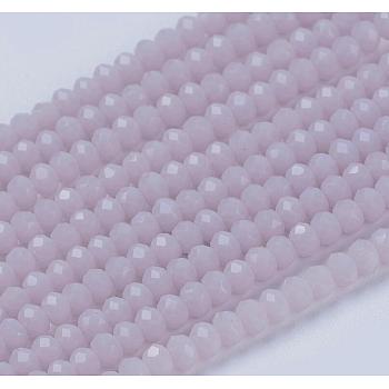 Opaque Solid Color Glass Bead Strands, Imitation Jade, Faceted, Rondelle, Thistle, 3x2mm, Hole: 0.8mm, about 185~190pcs/strand, 14.9~17.3 inch(38~44cm)