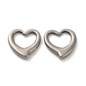 Valentine's Day 304 Stainless Steel Linking Rings, Heart, Stainless Steel Color, 17x17x3.5mm, Inner Diameter: 7x11.5mm