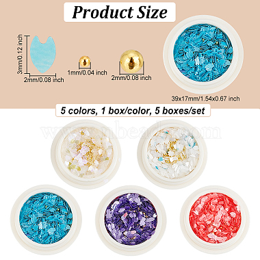 5 Boxes 5 Colors Nail Art Sakura Sequins Glitter & Metal Ball Nails DIY Decorations Set(MRMJ-OC0003-40)-2