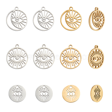 Platinum & Golden Mixed Shapes 304 Stainless Steel Pendants