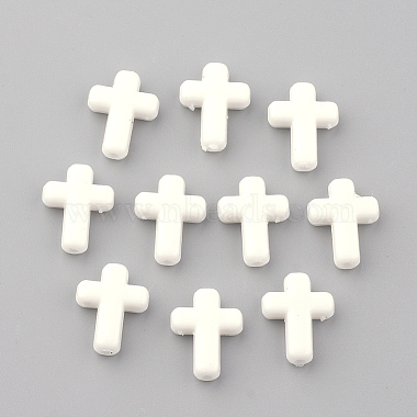 16mm White Cross Acrylic Beads
