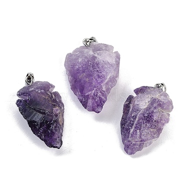 Stainless Steel Color Arrow Amethyst Pendants