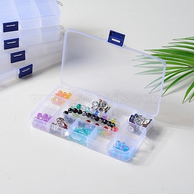 Plastic Bead Storage Containers, Adjustable Dividers Box, Removable 15  Compartments, Rectangle, Clear, 17.5x10.2x2.2cm, Compartment Inner Size:  3.3x3cm
