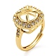 Rack Plating Square Brass Micro Pave Cubic Zirconia Adjustable Ring Components(KK-Q819-11G)-1