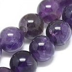 Natural Amethyst Beads Strands, Round, 8mm, Hole: 1mm, about 21pcs/strand, 7 inch(18cm)(X-G-G791-11-A02)