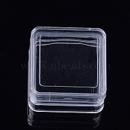 Plastic Bead Containers, Square, Clear, 4x4x2.2cm, Inner Diameter: 3.4x3.4cm(CON-Q030-01)