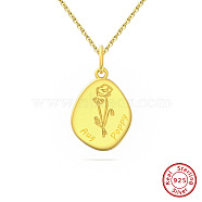 Birth Flower Style 925 Sterling Silver Pendant Necklaces, Real 14K Gold Plated, 17.91 inch(45.5cm)(STER-M116-05G-G)