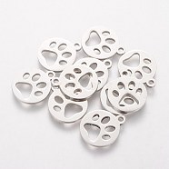 Non-Tarnish 304 Stainless Steel Charms, Flat Round with Animal Claw, Stainless Steel Color, 14x12x1.2mm, Hole: 1.5mm(STAS-Q201-T065)