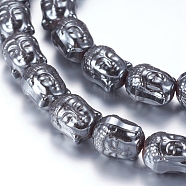 Non-magnetic Synthetic Hematite Beads Strands, Buddha Head, 10x8x8mm, Hole: 1.5mm, about 39pcs/strand, 15.7 inch(40cm)(G-P338-04A-8x10mm)