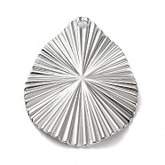 304 Stainless Steel Pendants, Teardrop Charm, Stainless Steel Color, 31x24.5x2mm, Hole: 1.6mm(STAS-M323-37P)
