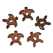 Natural Walnut Wood Pendants, Undyed, Sea Turtle Charms, Camel, 27x28.5x2.5mm, Hole: 2mm(WOOD-T023-24)