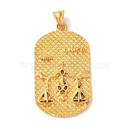 316L Surgical Stainless Steel Big Pendants, Real 18K Gold Plated, Oval with Constellations Charm, Libra, 53x29x4mm, Hole: 8x5mm(STAS-B059-01G-09)
