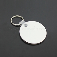 Sublimation Double-Sided Blank MDF Keychains, with Flat Round Shape Wooden Hard Board Pendants and Iron Split Key Rings, Platinum, 50x50x3mm(ZXFQ-PW0001-042)