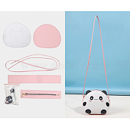 DIY Panda Crossbody Bag Making Kits, Including PU Fabric, Bag Handles, Zipper, Needle and Wire, Pink, 16x18.5x4.5cm(PURS-PW0010-50A)