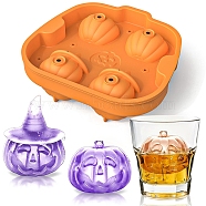 Ice 9 Ball Silicone Molds, for Whiskey Spirits, Cocktails, Soda, Coffee, Easy to Release Ice Ball Maker Molds, Skull, Orange, 150x145x50mm(PW-WGE16A8-05)