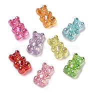 Transparent Bear Acrylic Beads, AB Color Plated, Mixed Color, 18x11x7mm, Hole: 1.4mm(X-MACR-L003-003)