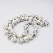 Synthetic Turquoise Beads Strands, Dyed, Round, Ghost White, 6mm, Hole: 1mm, about 66pcs/strand, 15.7 inch(TURQ-H038-6mm-XXS03)
