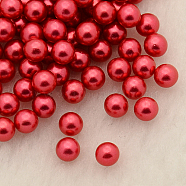 No Hole ABS Plastic Imitation Pearl Round Beads, Dyed, Crimson, 4mm, about 5000pcs/bag(MACR-F033-4mm-13)