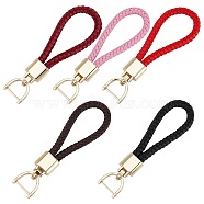 AHADERMAKER 5Pcs 5 Colors Imitation Leather Keychain, with Light Gold Plated Zinc Alloy Findings, Mixed Color, 13.4x4.25cm, 1pc/color(KEYC-GA0001-14)