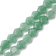 Natural Green Aventurine Beads Strands, Faceted Hexagonal Cut, Hexagon, 8~8.5x9~9.5x4~4.5mm, Hole: 1mm, about 25pcs/strand, 8.11''(20.6cm)(G-K359-C18-01)