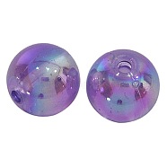 Medium Orchid AB Color Transparent Acrylic Round Beads, 5mm, Hole: 1.5mm(X-PL732-10)
