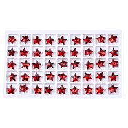 Glass Rhinestone Cabochons, Nail Art Decoration Accessories, Faceted, Star, Red, 9.5x10x4.5mm(MRMJ-N029-04A-10)