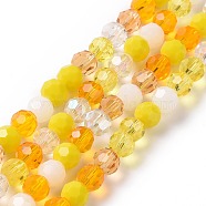 Glass Beads Strands, Faceted(32 Facets), Round, Yellow, 5.5~6.5mm, Hole: 1~1.2mm, about 95pcs/strand, 20.47''(52cm)(X-GLAA-E036-09A)
