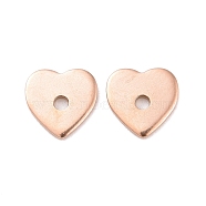Ion Plating(IP) 304 Stainless Steel Beads, Heart, Rose Gold, 8x8x1mm, Hole: 1.5mm(STAS-D185-03RG)