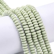 Handmade Polymer Clay Beads Strands, for DIY Jewelry Crafts Supplies, Flat Round, Pale Green, 6~7x3mm, Hole: 1.5mm, about 113~116pcs/strand, 15.55 inch~16.14 inch(39.5~41cm)(X-CLAY-N008-008-101)