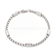 304 Stainless Steel Box Chain Bracelets for Women, with Lobster Claw Clasps, Stainless Steel Color, 8-3/4 inch(22.1cm), 4~5mm(BJEW-R318-03B-P)