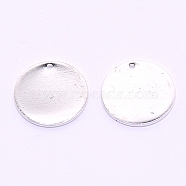 Brass Pendants, Stamping Blank Tag, Flat Round, Silver, 17x1mm, Hole: 1mm(KK-WH0041-04-S)