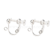 Brass Screw On Clip-on Earring Findings, Spiral Ear Clip, For Non-Pierced Ears, Silver Color Plated, 18x14x3mm, Hole: 1.6mm(KK-L164-01S)