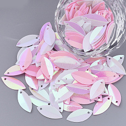 Ornament Accessories, PVC Plastic Paillette/Sequins Beads, Horse Eye, Hot Pink, 15x6.5x0.3mm, Hole: 1mm, about 800pcs/bag(PVC-T005-058)