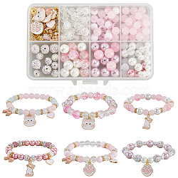 DIY Alloy Enamel Cat Charms & Glass Beads Bracelets Making Kits, Mixed Color, 16x15.5x1mm, Hole: 2mm(DIY-SC0030-79)