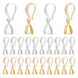 Elite 2 Sets 2 Colors Brass Earring Hooks, with Ice Pick Pinch Bails, Platinum & Golden, 25mm, Pin: 0.8mm and 1mm, 10pcs/set, 1 set/color(EJEW-PH0001-23)
