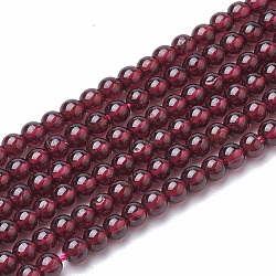Natural Garnet Beads Strands, Round, 3mm, Hole: 0.5mm, about 130pcs/strand, 16.3 inch(G-S150-55-3mm)