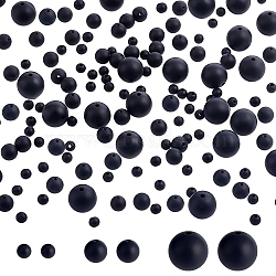 Elite 3 Style Silicone Beads, Round, Black, 5.5~15mm, Hole: 1.8~2.2mm, 120pcs/box(SIL-PH0001-07)