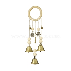 Iron Witch Bells Protection for Door Knob Hanger, with Wood Beads, for Boho Home Room Kitchen Decor, Antique Bronze, 270mm, Hole: 49.5mm(HJEW-JM00915)