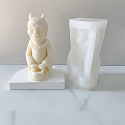 DIY Portrait Sculpture Candle Making Silicone Statue Molds, Resin Casting Molds,  Evil with Basket, White, 10.8x6.4x5.8cm(DIY-M031-08)