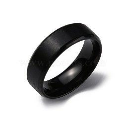 PVD Vacuum Plating Matte Style 304 Stainless Steel Wide Band Finger Rings for Women Men, Plain Band Rings, Electrophoresis Black, 6mm, Inner Diameter: US Size 5 3/4(16.3mm)(RJEW-WH0009-14A-EB)