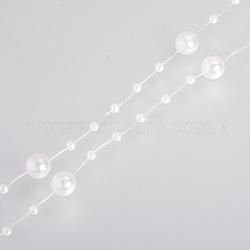 Acrylic Imitation Pearl Beaded Trim Garland Strand, Great for Door Curtain, Wedding Decoration DIY Material, Creamy White, 3mm & 8mm; about 60m/roll(AJEW-R066-60m-10)