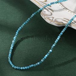 Natural Apatite Beaded Necklaces, with 304 Stainless Steel Lobster Claw Clasps and Brass Extender Chains, Faceted, 15.8 inch(40.2cm)(NJEW-JN02492-02)